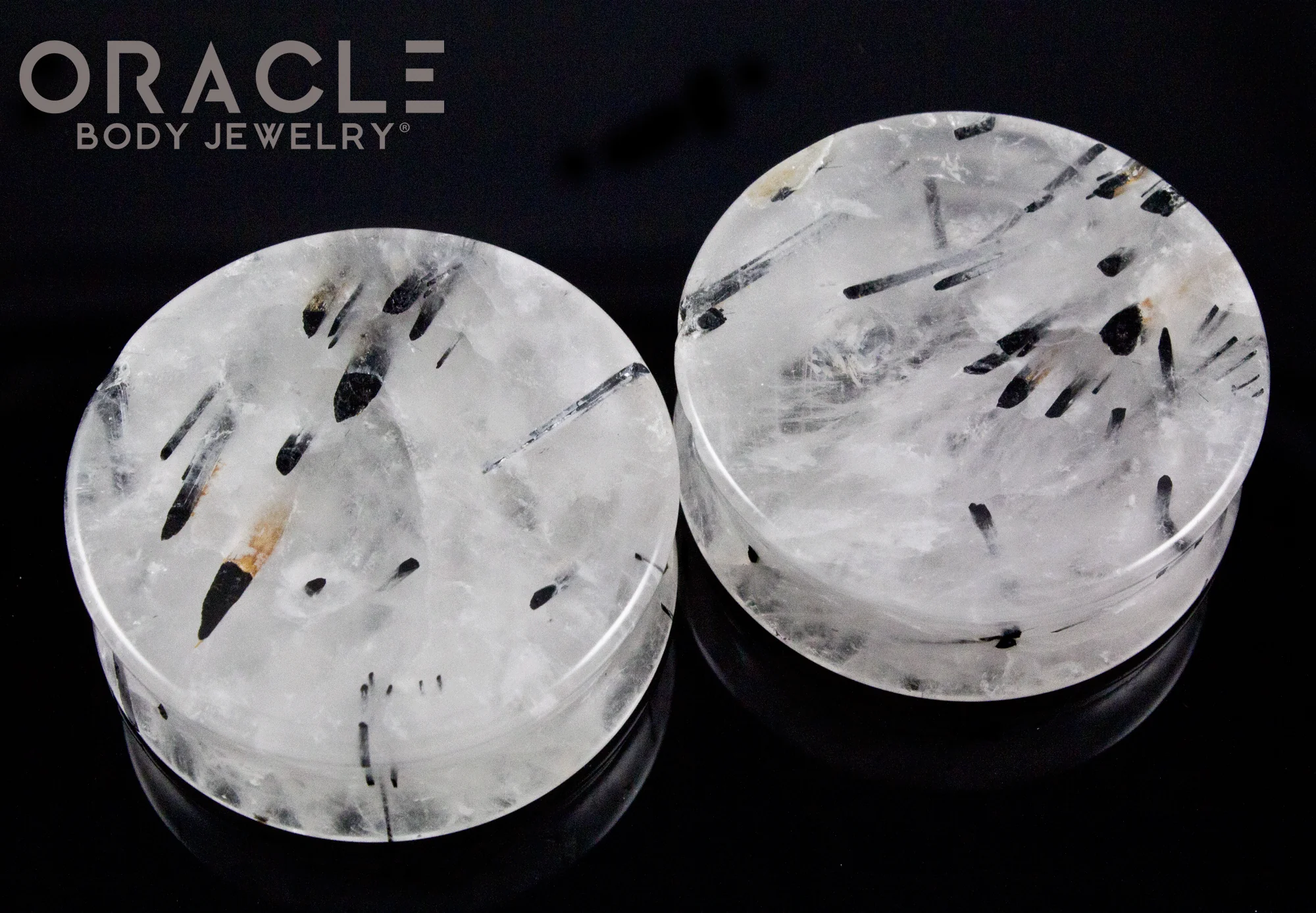 1-5/8" Tourmalated Quartz Concave Plugs - Image 2