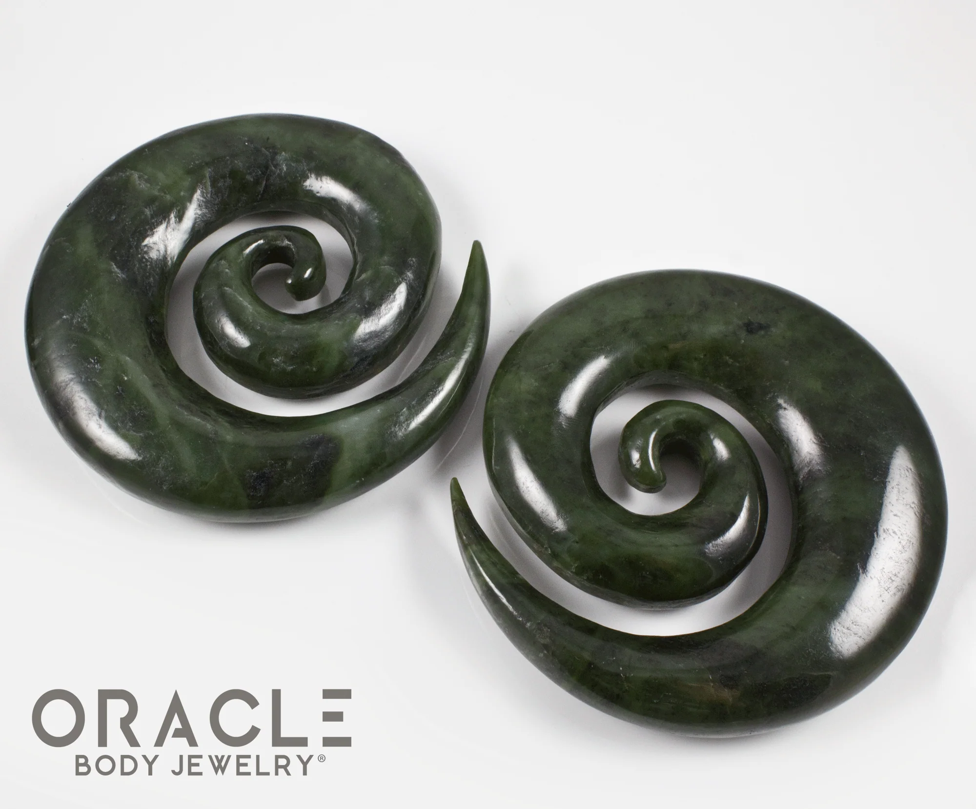 1" Nephrite Jade Spirals - Image 2