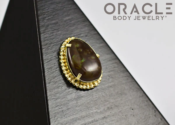 14k Fire Agate Threadless Gold End - Image 3