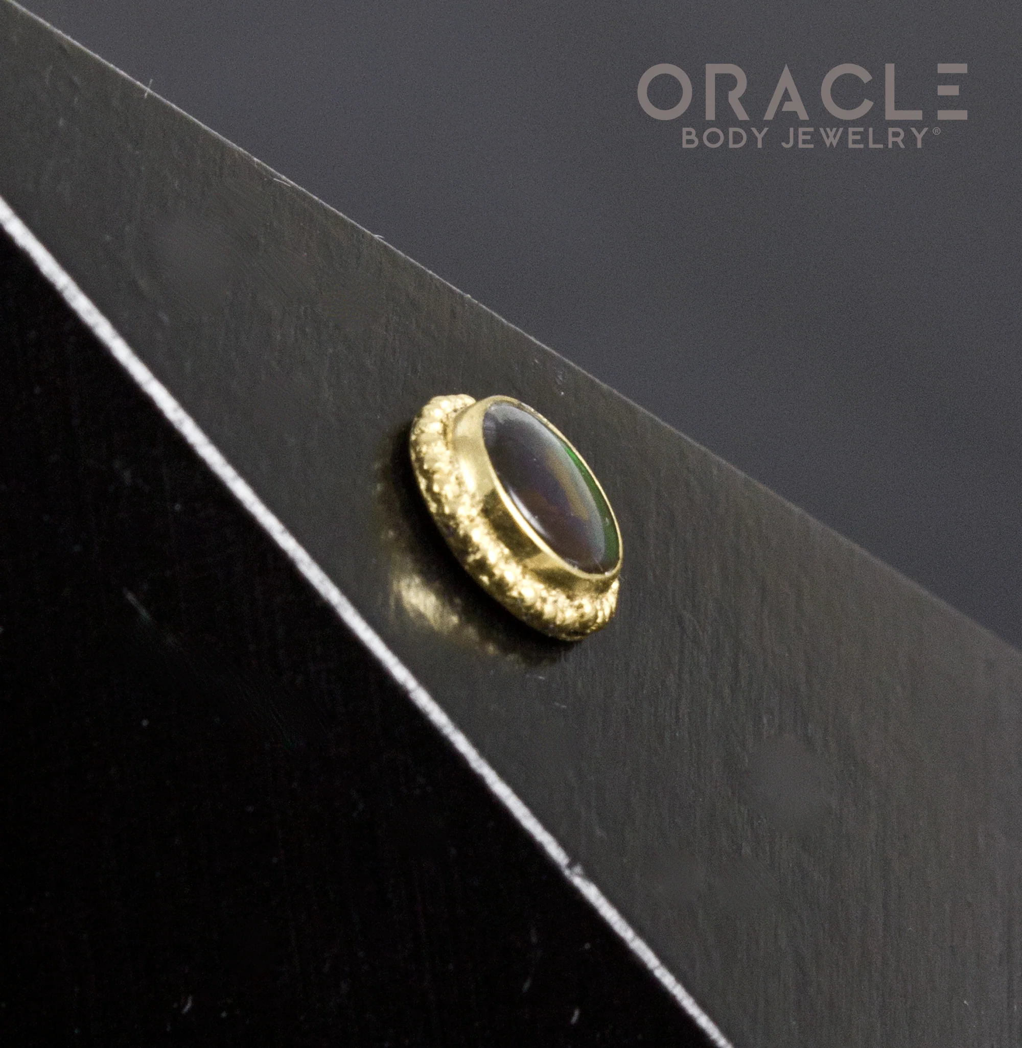 14k Ammolite Threadless Gold End - Image 3