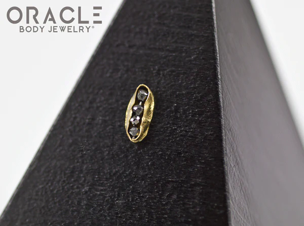 14k Channel Set Black Diamond Threadless Gold End