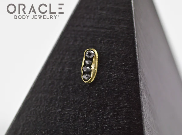 14k Channel Set Black Diamond Threadless Gold End