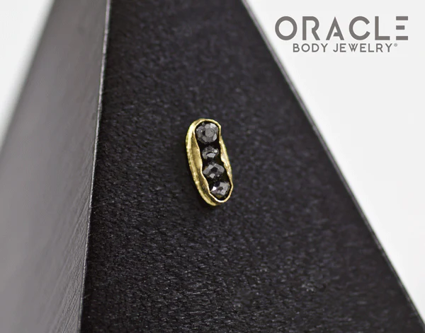 14k Channel Set Black Diamond Threadless Gold End - Image 2