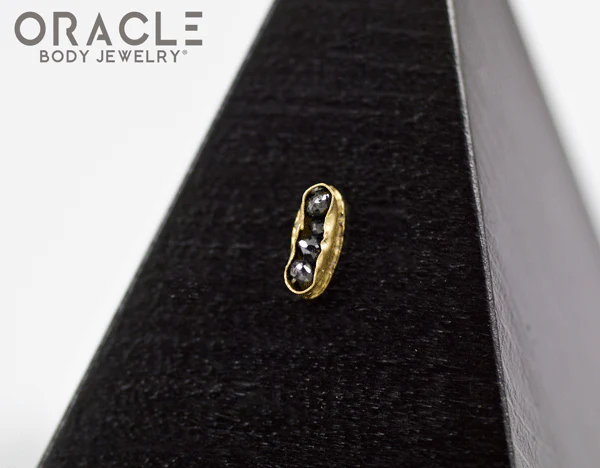 14k Channel Set Black Diamond Threadless Gold End