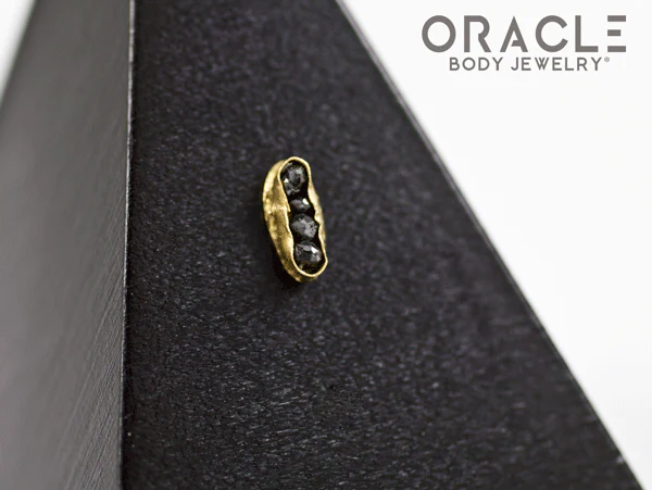 14k Channel Set Black Diamond Threadless Gold End - Image 2