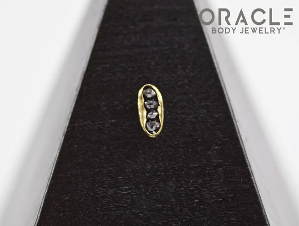 14k Channel Set Black Diamond Threadless Gold End - Image 4