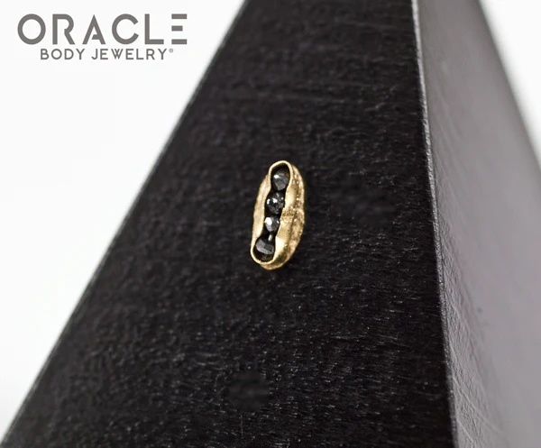 14k Channel Set Black Diamond Threadless Gold End
