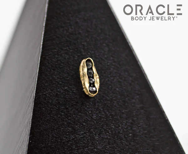 14k Channel Set Black Diamond Threadless Gold End - Image 2