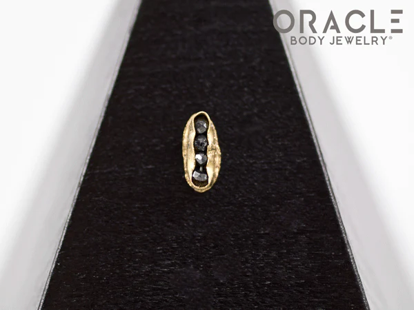 14k Channel Set Black Diamond Threadless Gold End - Image 4