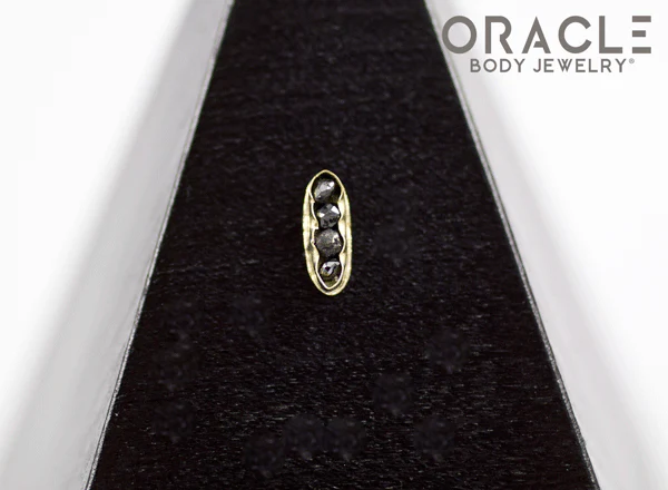 14k Channel Set Black Diamond Threadless Gold End - Image 4