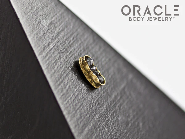 14k Channel Set Black Diamond Threadless Gold End - Image 3