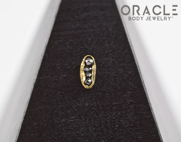 14k Channel Set Black Diamond Threadless Gold End - Image 4
