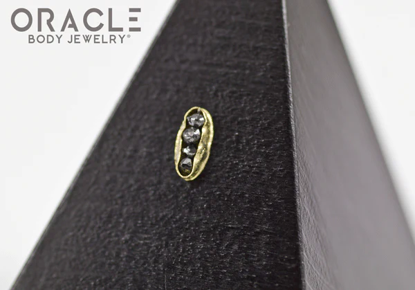 14k Channel Set Black Diamond Threadless Gold End