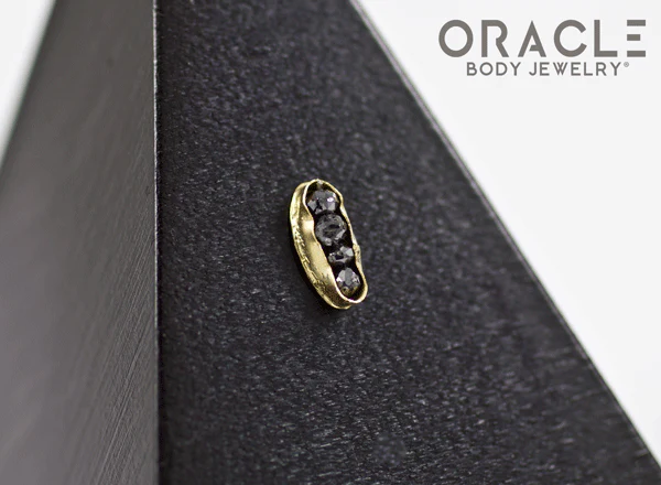 14k Channel Set Black Diamond Threadless Gold End - Image 2