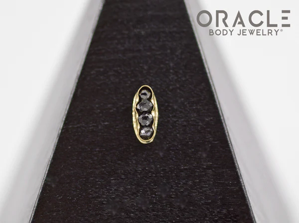 14k Channel Set Black Diamond Threadless Gold End - Image 4