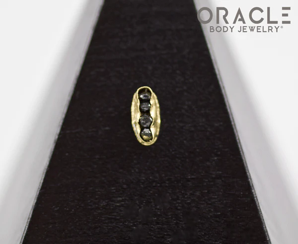 14k Channel Set Black Diamond Threadless Gold End - Image 4