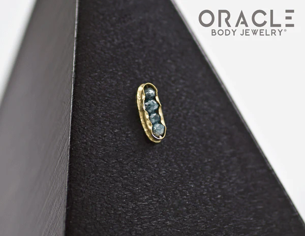 14k Channel Set Blue Diamond Threadless Gold End - Image 2