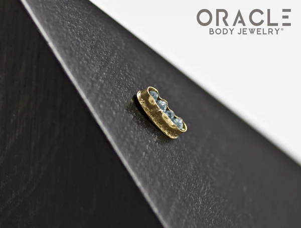 14k Channel Set Blue Diamond Threadless Gold End - Image 3