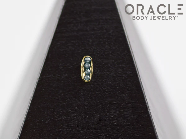 14k Channel Set Blue Diamond Threadless Gold End - Image 4
