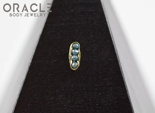 14k Channel Set Blue Diamond Threadless Gold End - Image 4