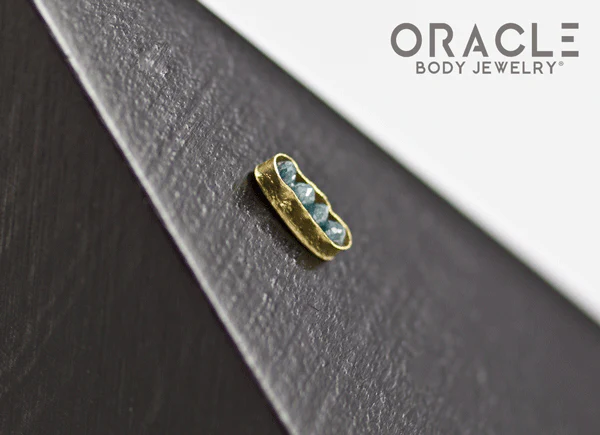 14k Channel Set Blue Diamond Threadless Gold End - Image 3