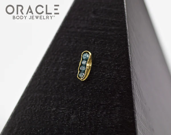 14k Channel Set Blue Diamond Threadless Gold End