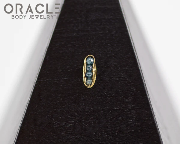 14k Channel Set Blue Diamond Threadless Gold End - Image 4