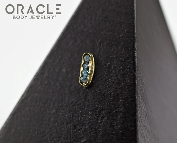 14k Channel Set Blue Diamond Threadless Gold End