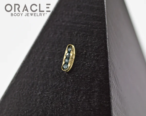 14k Channel Set Blue Diamond Threadless Gold End