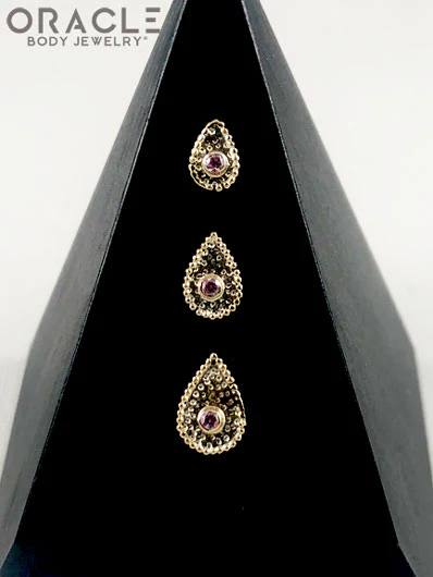 14k Crybaby with Pink Cz Threadless Gold End - Image 2