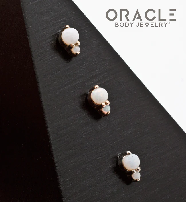 14k Double Opal Threadless End - Image 2