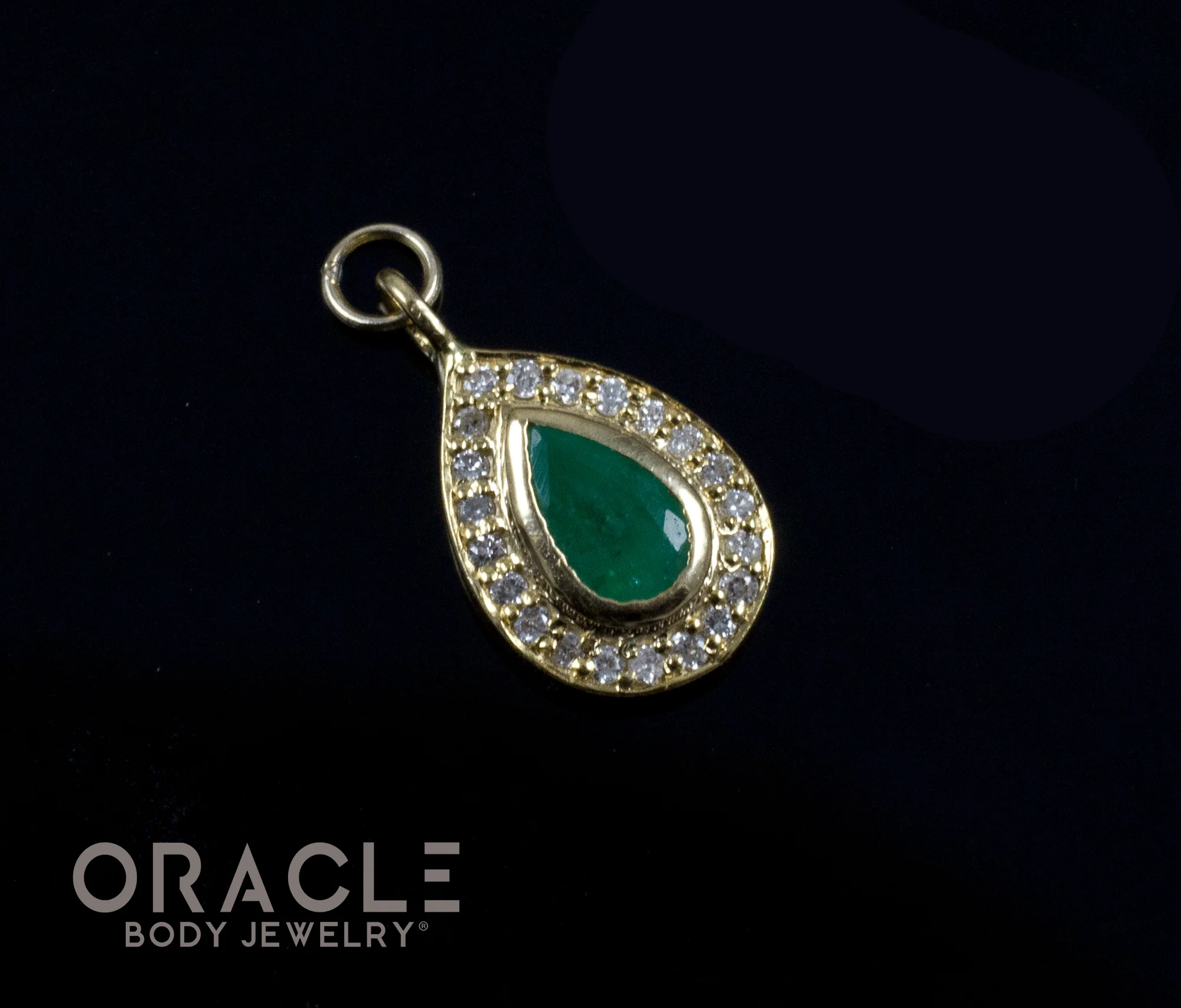 14k Emerald with Diamonds Charm