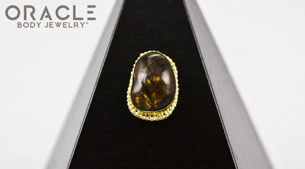 14k Fire Agate Threadless Gold End - Image 2