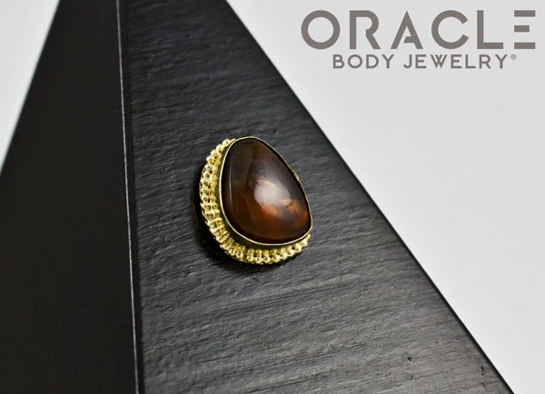 14k Fire Agate Threadless Gold End - Image 3