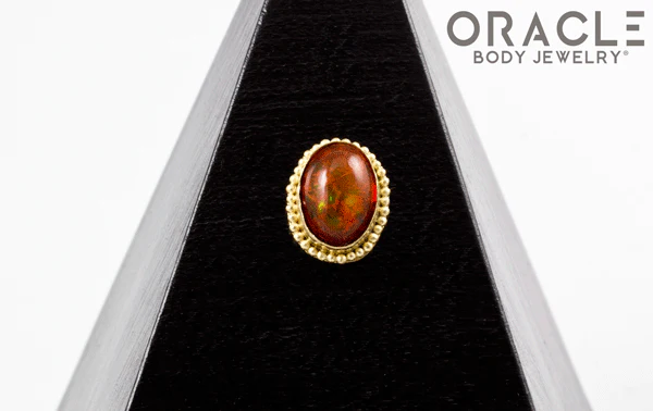 14k Fire Opal Threadless Gold End - Image 4