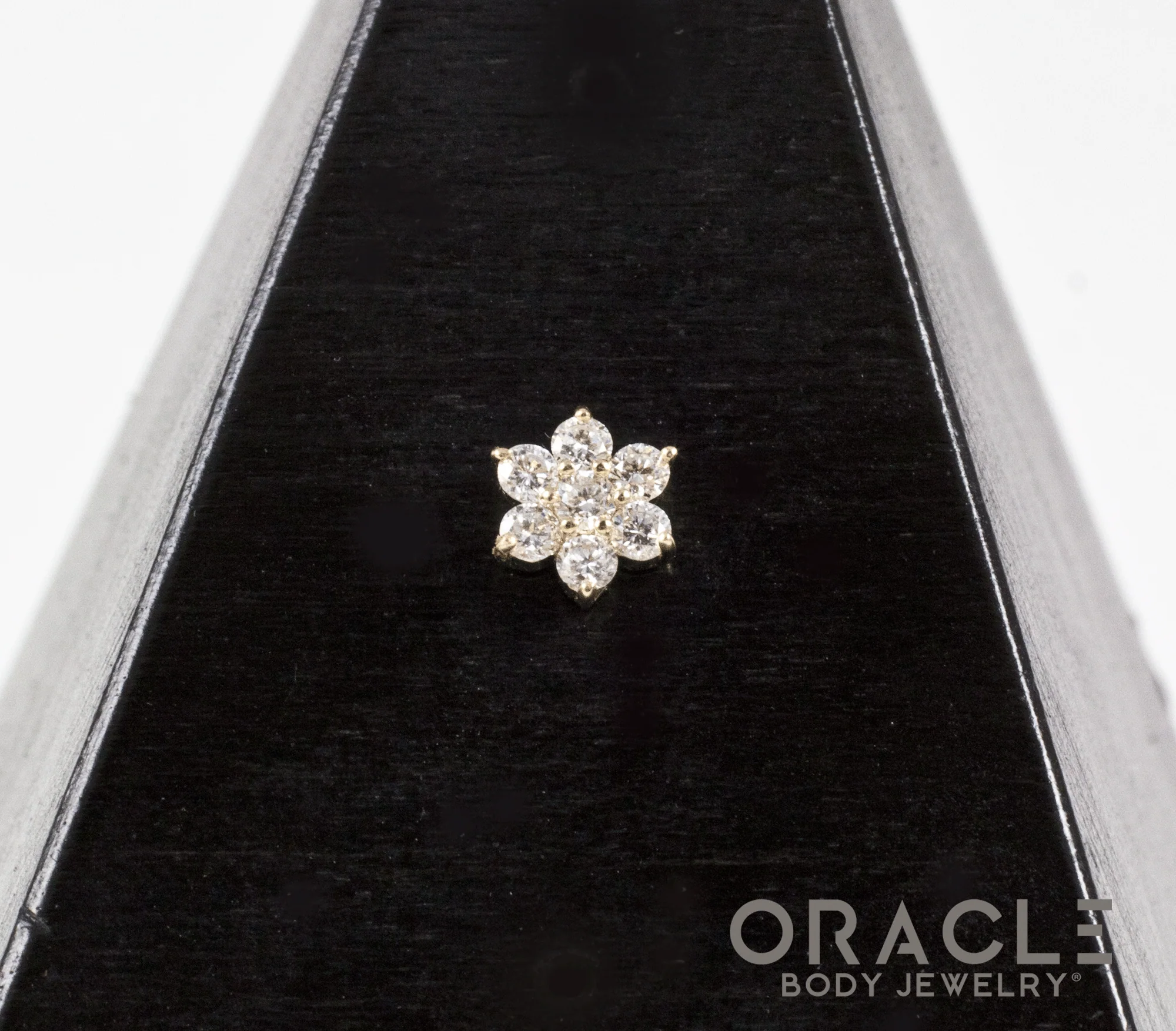 14k Floral Diamond Cluster Threadless End
