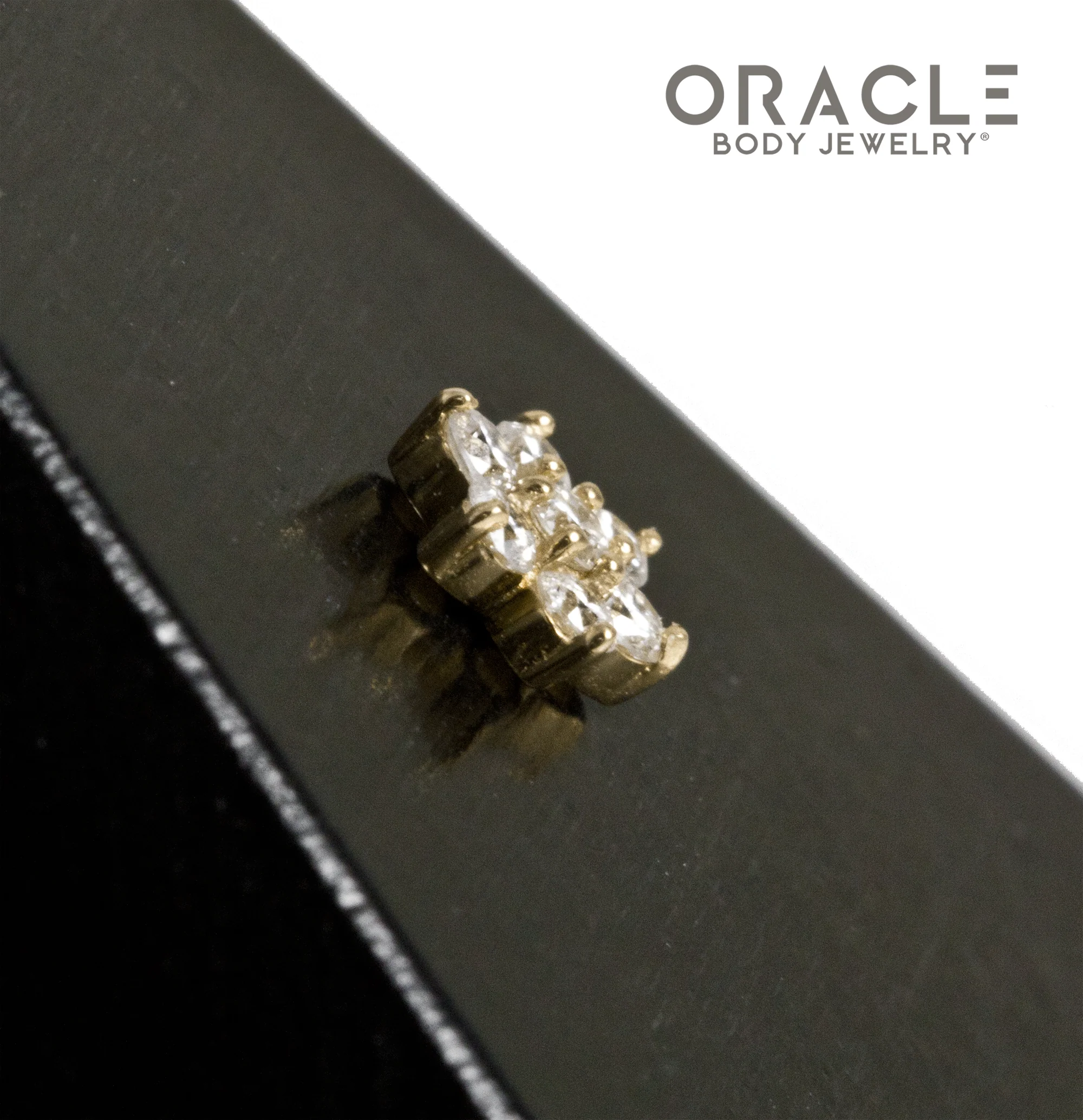 14k Floral Diamond Cluster Threadless End - Image 4