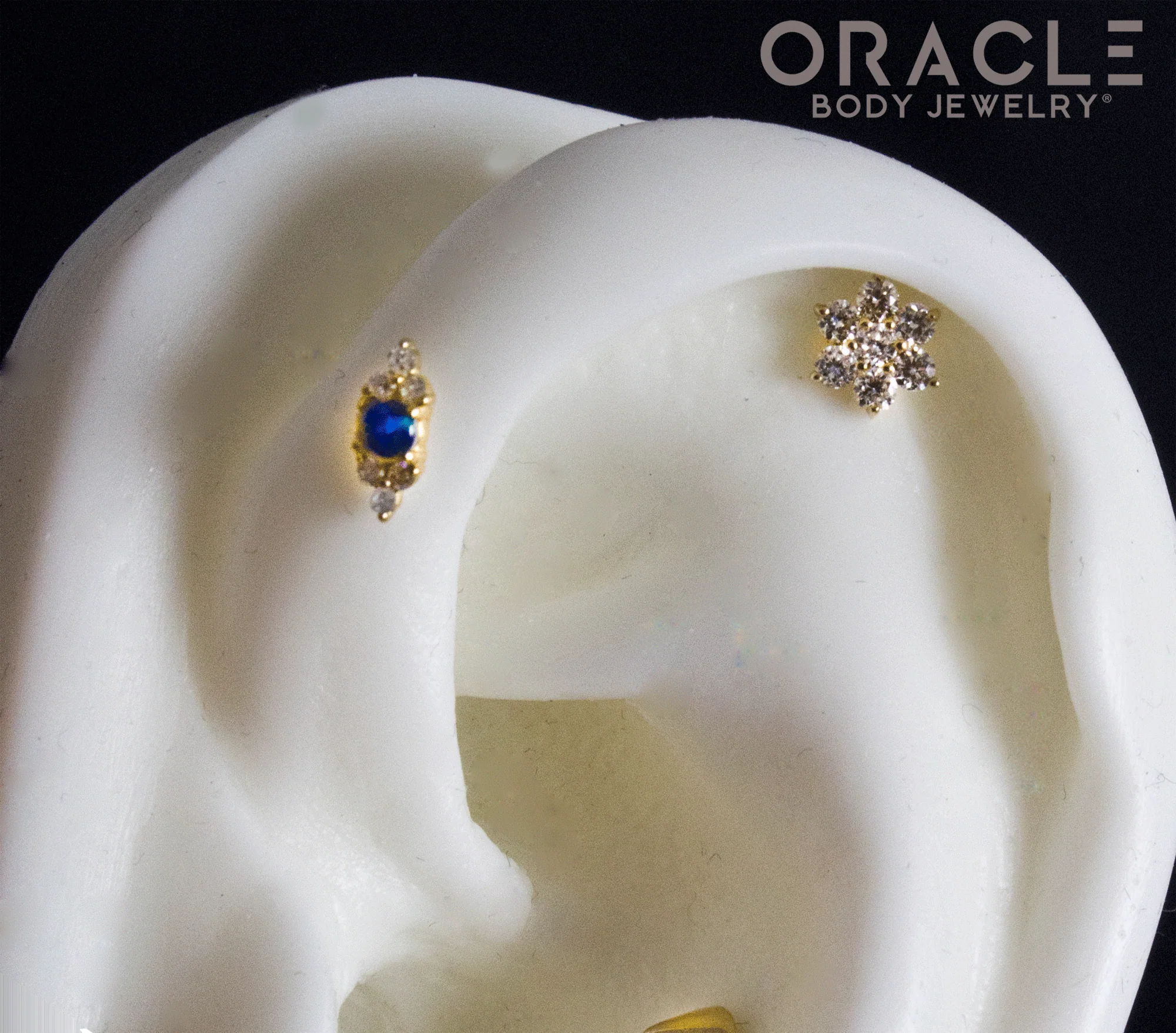 14k Floral Diamond Cluster Threadless End - Image 5