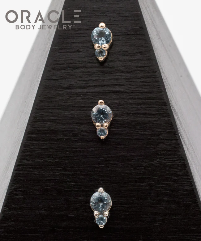 14K Gold Double Aquamarine Threadless End