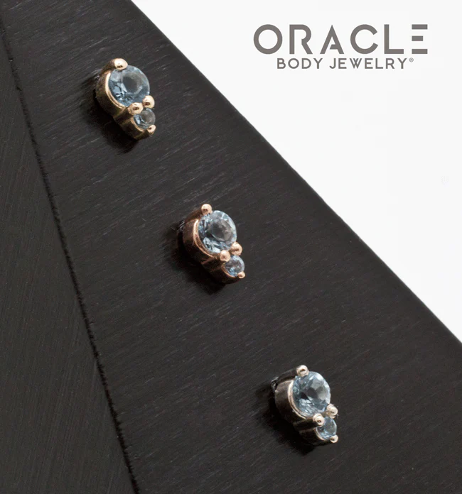 14K Gold Double Aquamarine Threadless End - Image 2