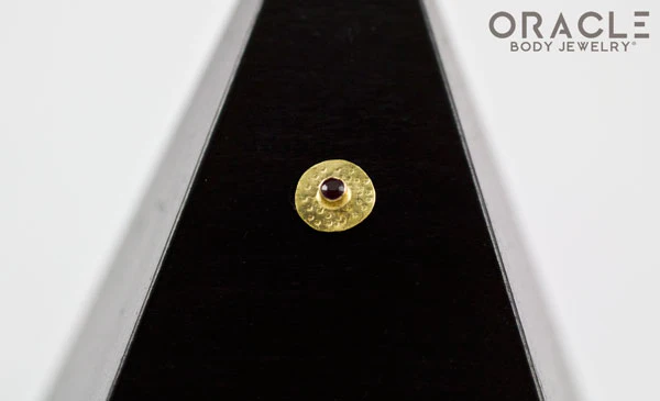 14k Hammered Disk with Ruby Threadless Gold End - Image 2