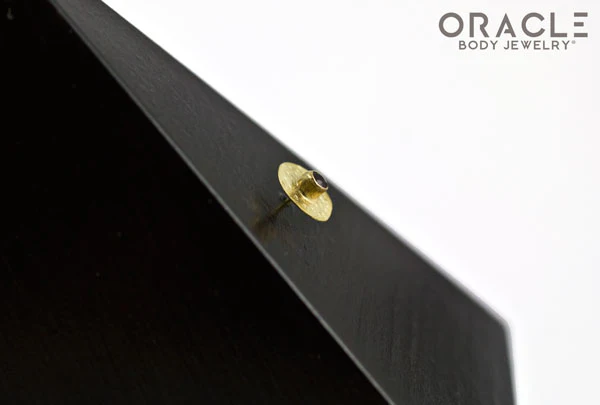14k Hammered Disk with Ruby Threadless Gold End - Image 4