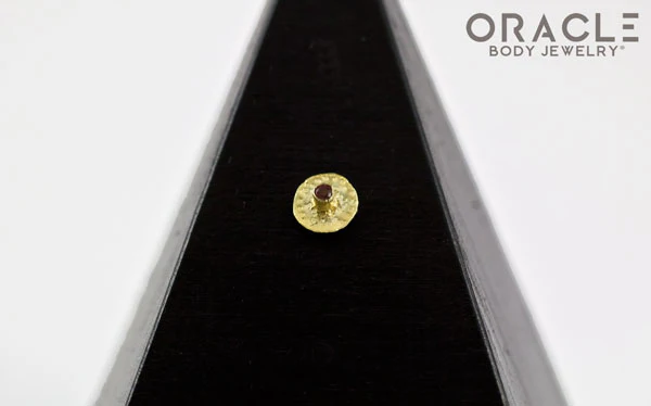 14k Hammered Disk with Smoky Quartz Threadless Gold End - Image 2