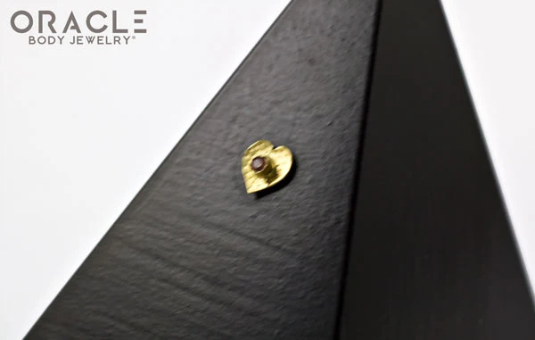 14k Hammered Heart with Sapphire Threadless Gold End