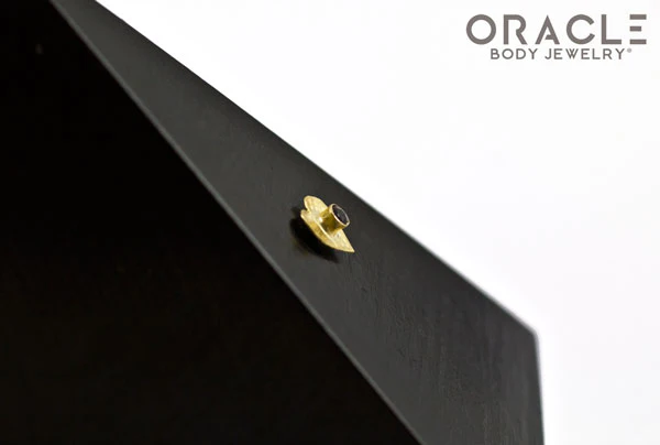 14k Hammered Heart with Smoky Quartz Threadless Gold End - Image 4