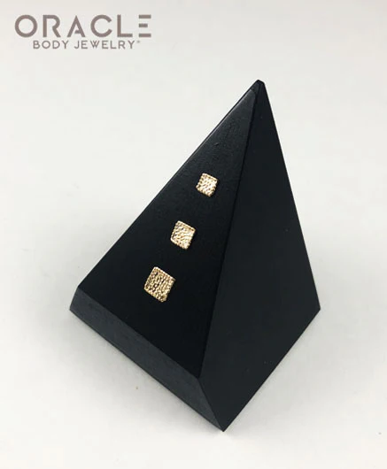 14k Hammered Square Threadless Gold End - Image 3