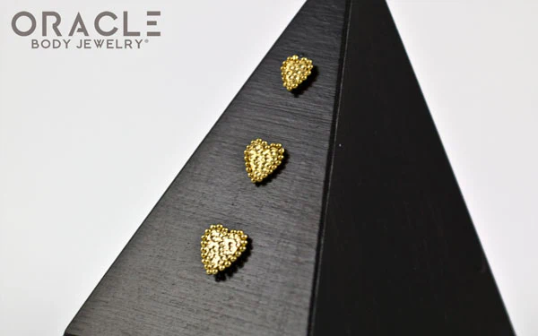 14k Millgrain Heart Threadess Gold End