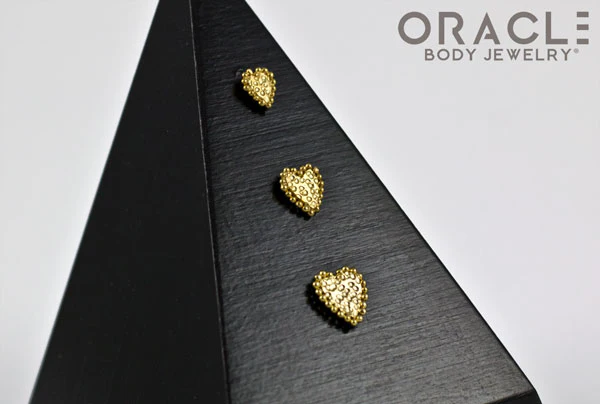 14k Millgrain Heart Threadess Gold End - Image 3