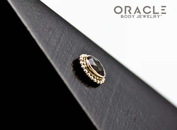 14k Moldavite Oval Threadless Gold End - Image 3