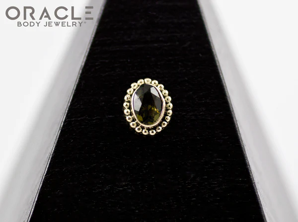 14k Moldavite Oval Threadless Gold End - Image 4